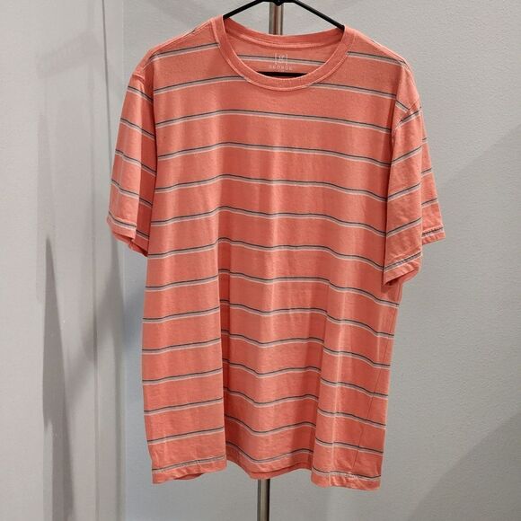 George Men's Short Sleeve Tee - Coral and Gray Stripes - Picture 1 of 7
